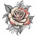 rose with dropping petals falling tattoo design idea