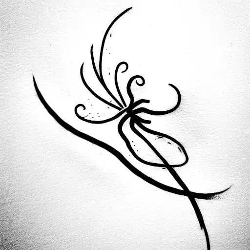 tattoo sketch in the style of thin lines, minimalism and detailing. the object can be an insect, a branch, a wild flower tattoo design idea