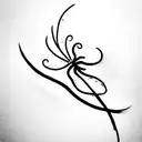 tattoo sketch in the style of thin lines, minimalism and detailing. the object can be an insect, a branch, a wild flower tattoo design idea