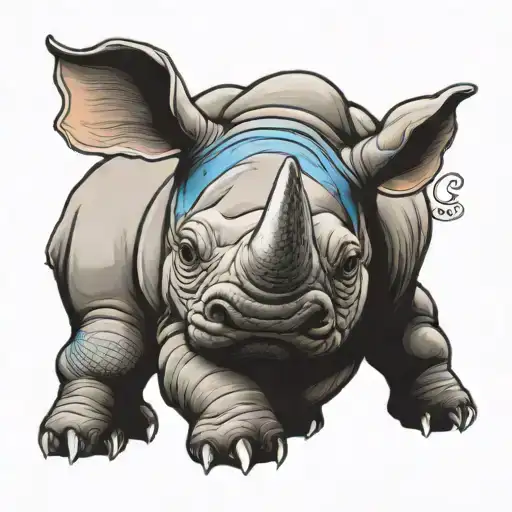 baby rhino blue eyes tattoo design idea