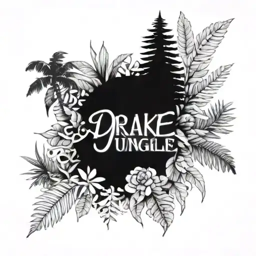 Drake Jungle with 'she from the jungle" wording  tattoo design idea