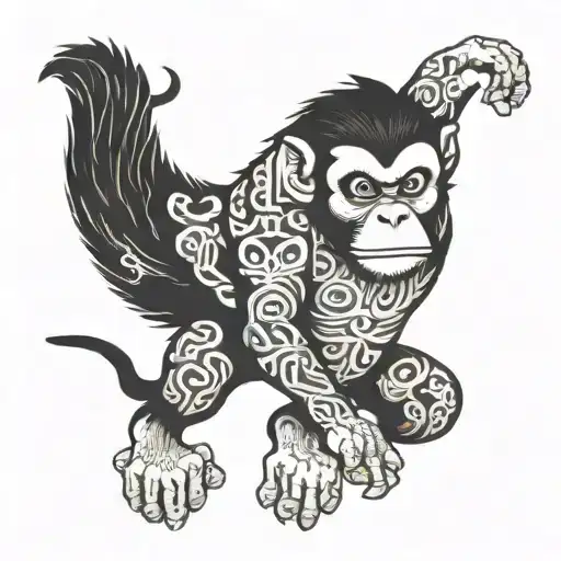 Fighting monkey tattoo design idea