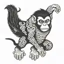 Fighting monkey tattoo design idea