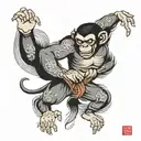 Fighting monkey tattoo design idea