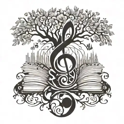 A tattoo design combining a music note with a tree to represent the harmony between nature and music tattoo design idea