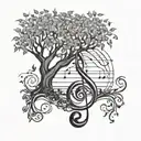 A tattoo design combining a music note with a tree to represent the harmony between nature and music tattoo design idea
