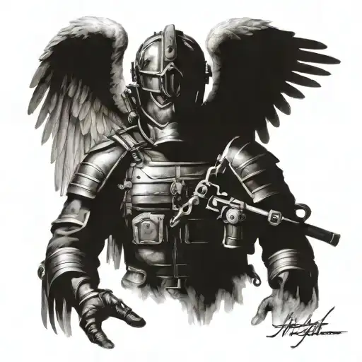 archangel firefighter  tattoo design idea