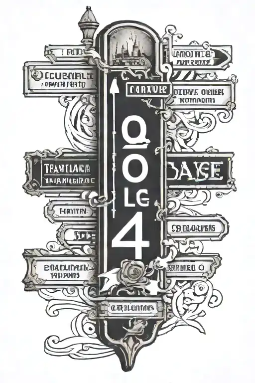 street sign sceene leg sleeve tattoo design idea