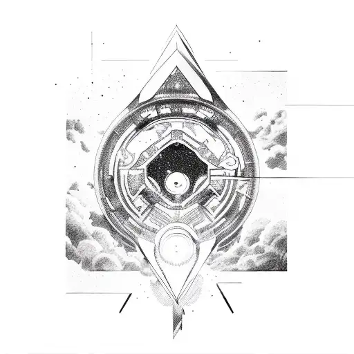 Interstellar zoo showcasing fantastical space creatures tattoo design idea