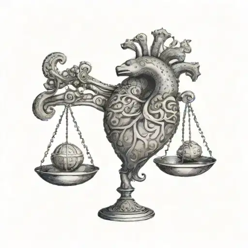 Weighing the heart against the brain in the scales tattoo design idea