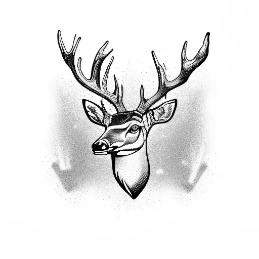 deer head and salmon and duck tattoo design idea