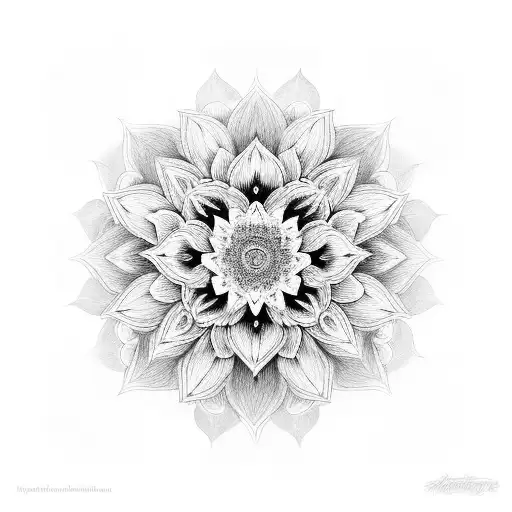 dahlia mandala tattoo design idea