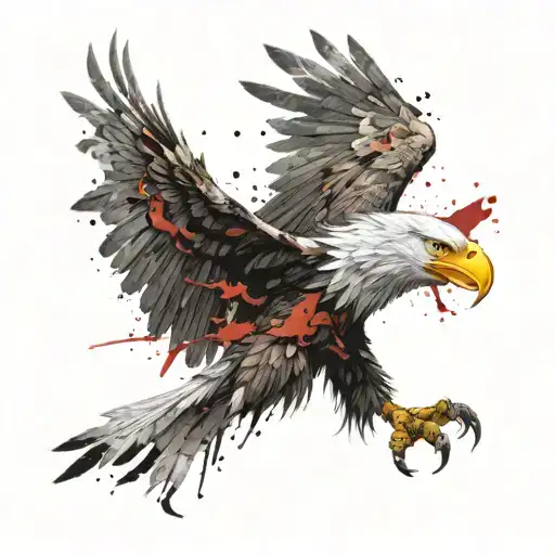 zombie eagle hunting a bird tattoo design idea