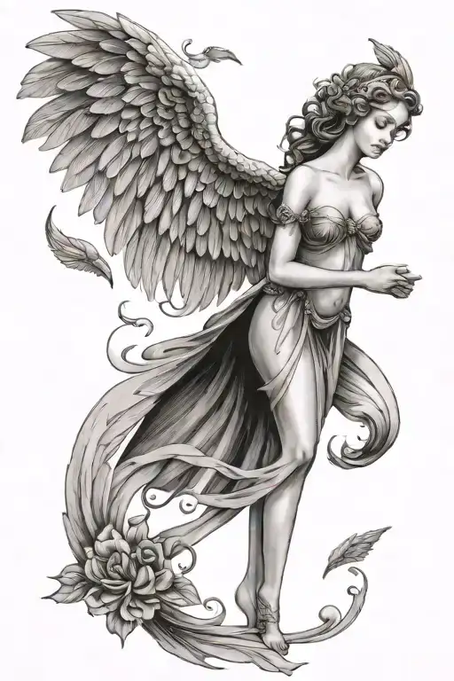 the pearls of aphrodite full body angel wings tattoo design idea
