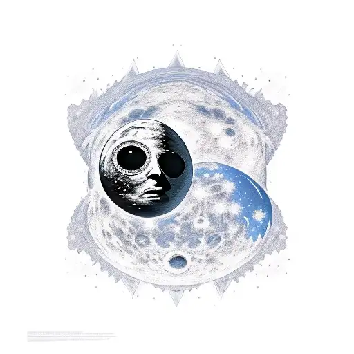 Big Astronaut sitting in the moon tattoo design idea