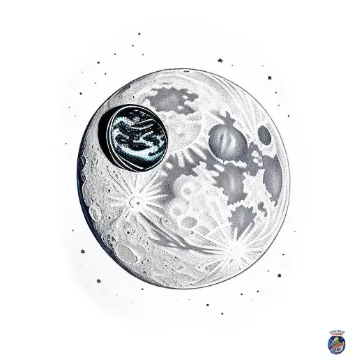 Big Astronaut sitting in the moon tattoo design idea