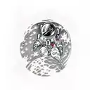 Big Astronaut sitting in the moon tattoo design idea