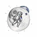 Big Astronaut sitting in the moon tattoo design idea