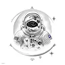 Big Astronaut sitting in the moon tattoo design idea