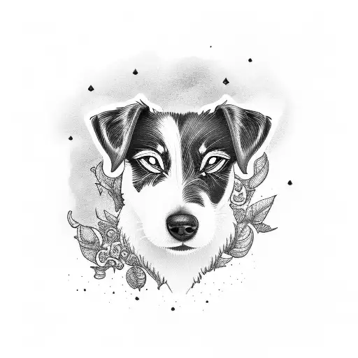 sleeping jack russell wrapped around arm tattoo design idea