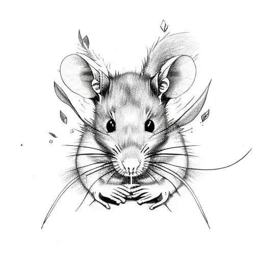 rat paws scratching at scars, surrounded by mint leaves tattoo design idea