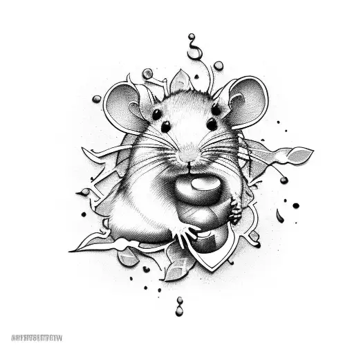rat paws scratching at scars, surrounded by mint leaves tattoo design idea