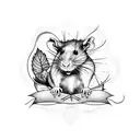 rat paws scratching at scars, surrounded by mint leaves tattoo design idea