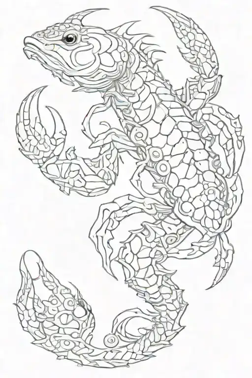 scorpio fish crab aquarius tattoo design idea