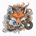 nine tailed fox surrounded tattoo design idea