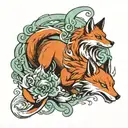 nine tailed fox surrounded tattoo design idea