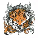 nine tailed fox surrounded tattoo design idea