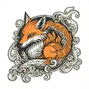 nine tailed fox surrounded tattoo design idea