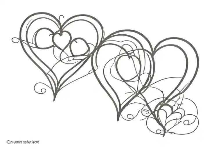 3 Hearts, a big one. A mittle and a small, all combined. The big hearts has the name Daniela, the middle heart the name  tattoo design idea