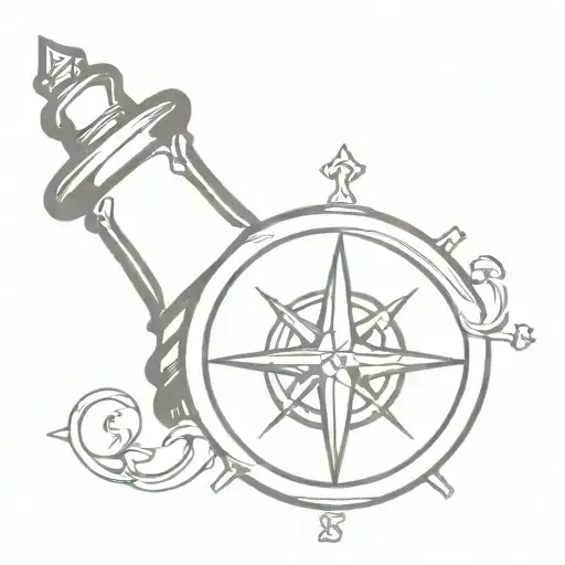 Compass combined Chess piece tattoo design idea