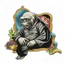 manatee Stephen hawking thinking tattoo design idea