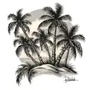 palm tree beach tattoo design idea
