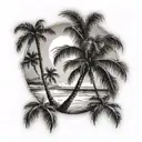 palm tree beach tattoo design idea