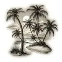 palm tree beach tattoo design idea