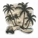 palm tree beach tattoo design idea