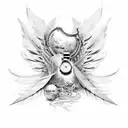 realism, wing, shadows, fallen feathers, pocket watch tattoo design idea