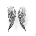 realism, wing, shadows, fallen feathers, pocket watchfor ,the forearm tattoo design idea