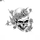 metallica with skulls and flowers tattoo design idea