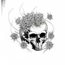 metallica with skulls and flowers tattoo design idea