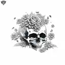 metallica with skulls and flowers tattoo design idea