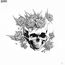 metallica with skulls and flowers tattoo design idea