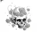 metallica with skulls and flowers tattoo design idea