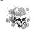 metallica with skulls and flowers tattoo design idea