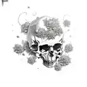 metallica with skulls and flowers tattoo design idea