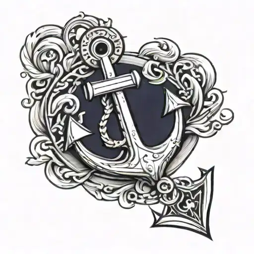 kids baseball navy blue anchor tattoo design idea
