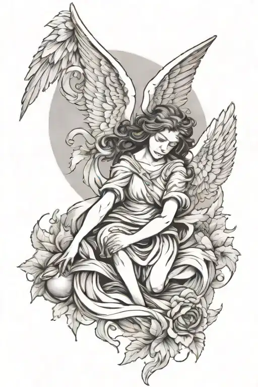 Angel Being fall tattoo design idea